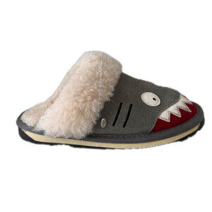 Emu Unisex Gray Sharks Slippers size: 13 Toddler